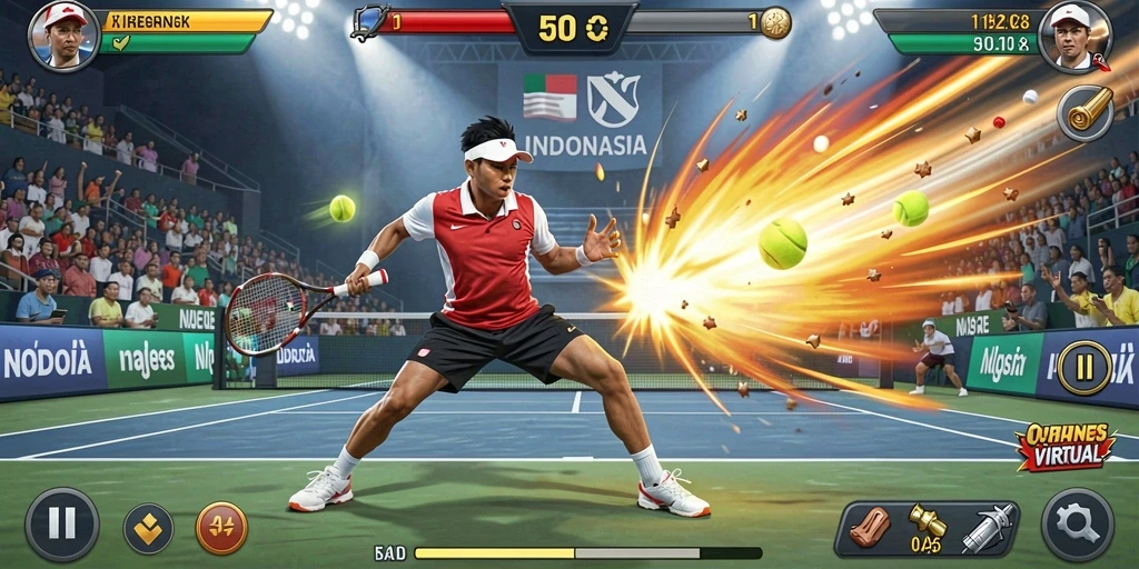 Gambaran aksi dalam permainan yang menegangkan.